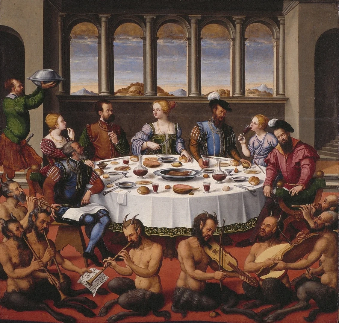 “De Maaltijd” toegeschreven aan Francesco di Girolamo da Santacroce, circa 1540, Collectie Bonnefanten, langdurig bruikleen Rijksdienst voor Cultureel Erfgoed