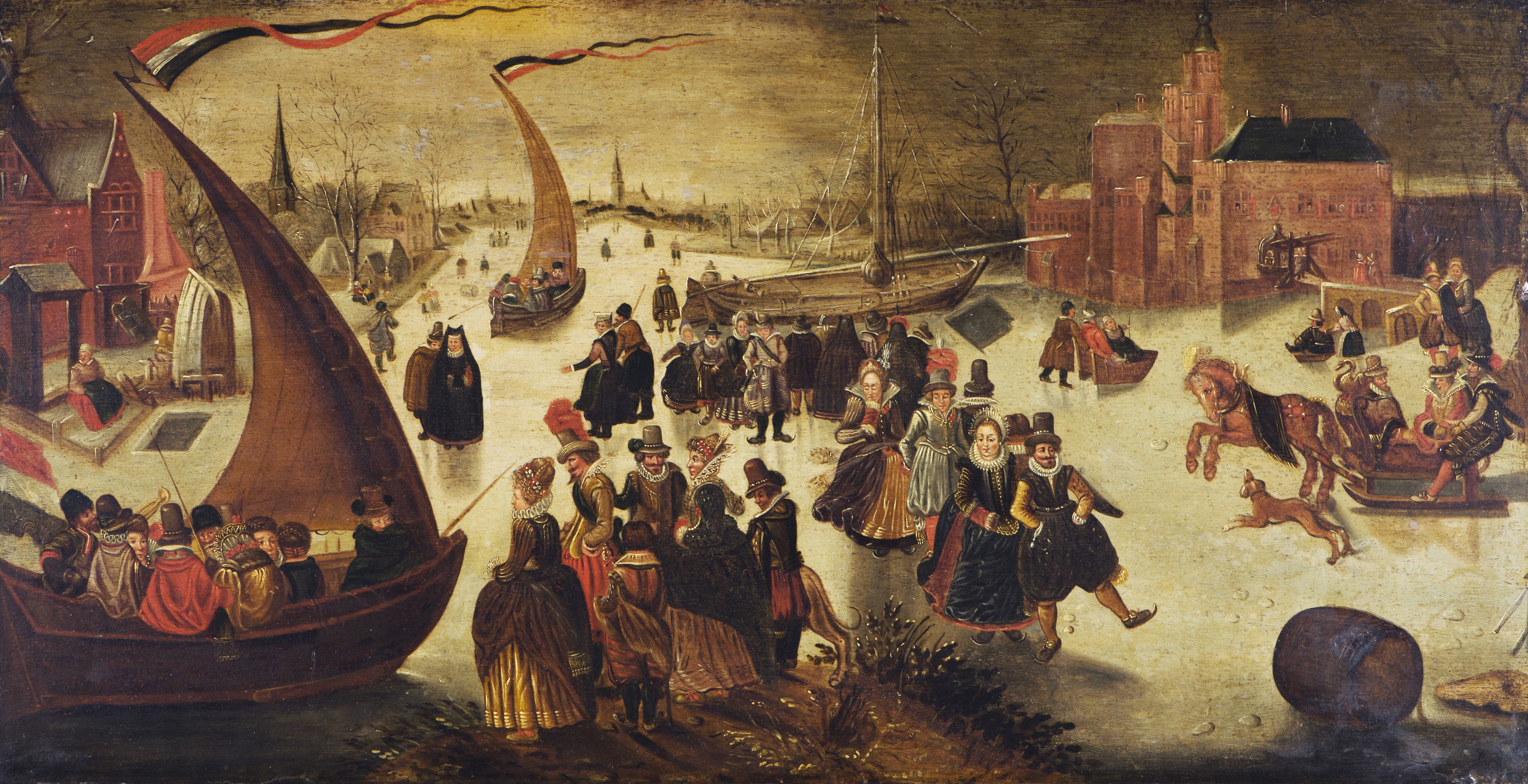 Het ijsvermaak van den deftigen stand in Holland, 1605-1614, Fries Museum, Leeuwarden - Collectie Provincie Fryslân - Schenking 