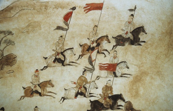 骑兵,墓室壁画,唐(618-907),中国,乾陵 骑兵,墓室壁画,唐(618-907),中国,乾陵