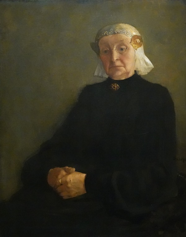 Piet van der Hem, Portret van een vrouw in Fries kostuum, datum n.t.b., olieverf op doek, collectie Fries Museum Piet van der Hem, Portret van een vrouw in Fries kostuum, datum n.t.b., olieverf op doek, collectie Fries Museum