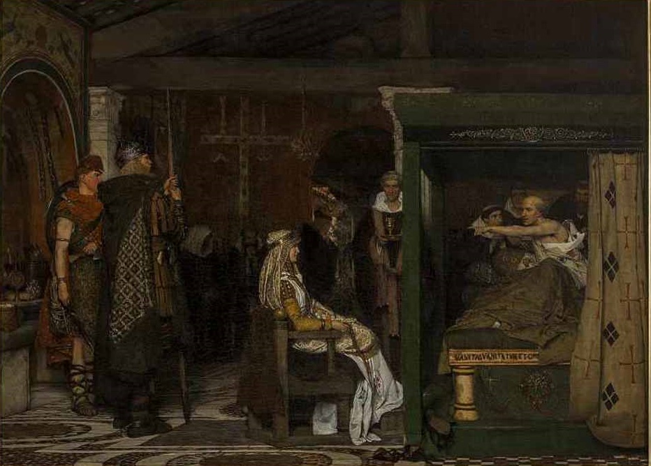Sir Lawrence Alma-Tadema, Koningin Fredegonda aan het sterfbed van bisschop Praetextatus, 1864, Collectie Fries Museum, Leeuward