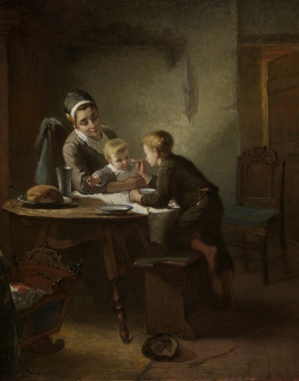 Kate Bisschop-Swift, Baby's breakfast, 1890. Fries Museum – collection Province of Fryslân – gift from Kate Bisschop-Swift – restored with the support of the Wassenbergh-Claris-Fontein Foundation.