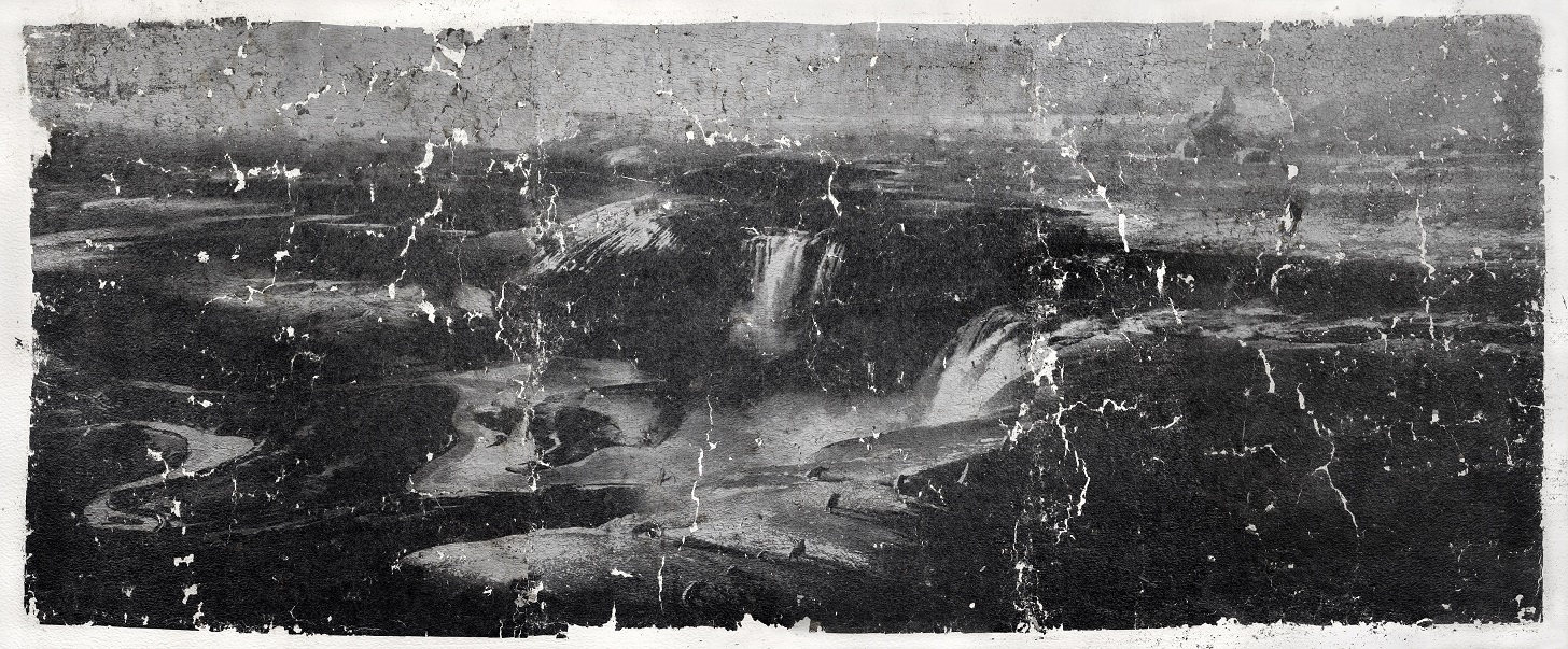 Lennart Lahuis, Two-Stage opening of the Dover Strait and the origin of island Britain [Chase Stone], 2018. Silkscreen print and