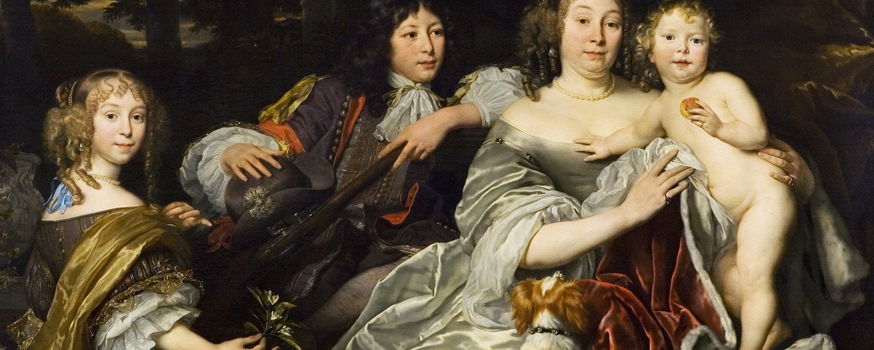 Portret van Albertine Agnes, Prinses van Oranje, met haar drie kinderen. Abraham van der Tempel, 1668 Fries Museum, Leeuwarden, bruikleen Rijksdienst voor het Cultureel Erfgoed