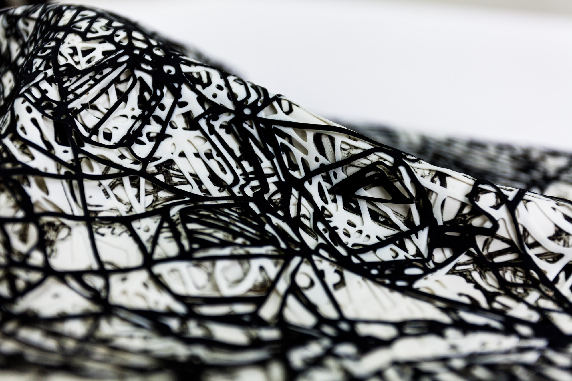 Kim Habers-Ceramic Drawing (detail3) 2018, porcelain and underglaze, 40 x 30 x 6 cm, private collection