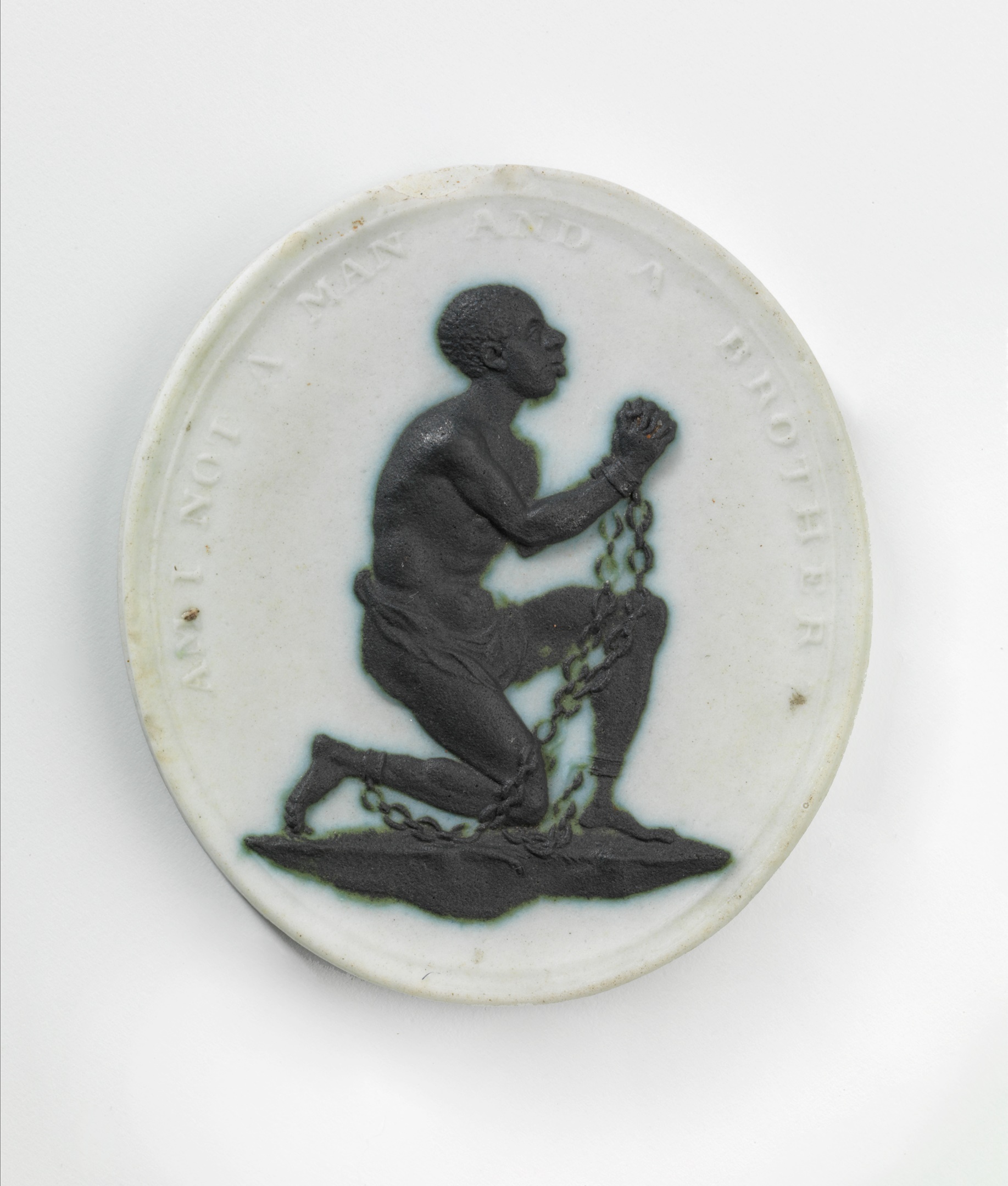 Anti-slavernij medaillon, Wedgwood, William Hackwood, 1787-1800, 3 x 2.5, Keramiekmuseum Princessehof