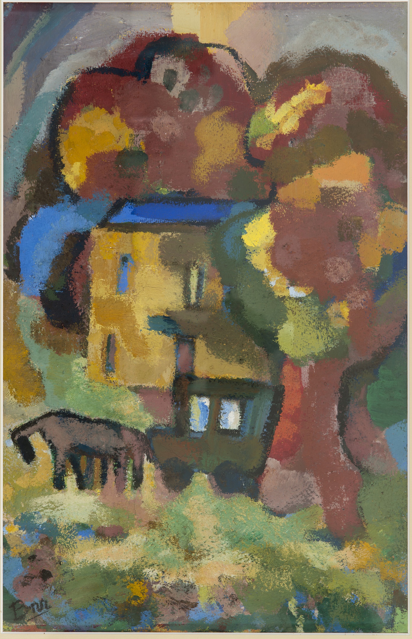 Gerrit Benner, ‘Wachtende koets’, 1948, gouache, particuliere collectie, bruikleen Fries Museum, © AG BENNER, 2014