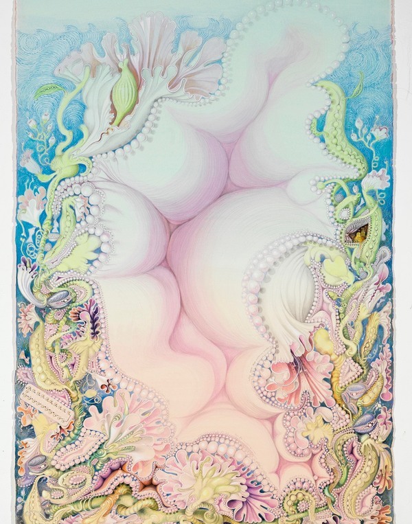 Kinke Kooi, Geboorte van Venus, 2018, acrylverf, kleurpotlood, pen, gouache, papier | Collectie Fries Museum, verworven met steun van het Mondriaan Fonds