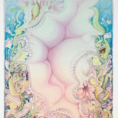 Kinke Kooi, Geboorte van Venus, 2018, acrylverf, kleurpotlood, pen, gouache, papier. Collectie Fries Museum, Leeuwarden | verworven met steun van het Mondriaan Fonds