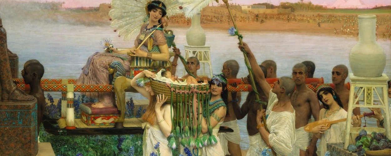 Lawrence Alma-Tadema, Mozes gevonden!, 1904, Olieverf op doek, 137,7 × 213,4 cm, Particuliere Collectie, met dank aan Christie’s