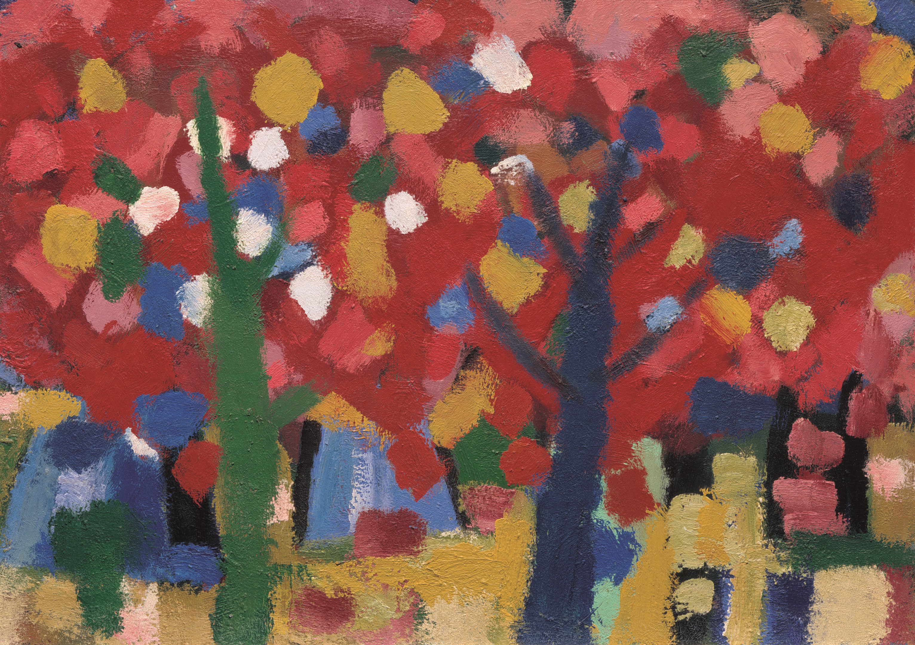 Gerrit Benner, 'Zomerbos' (ook: Bloeiende Betuwe), 1953, olieverf op doek, 50 x 70 cm, Museum Belvédère, Heerenveen-Oranjewoud, 