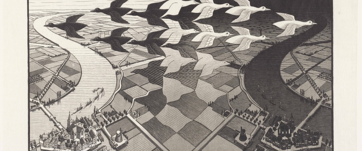 Dag en Nacht (1938), M.C. Escher © the M.C. Escher Company B.V. All rights reserved. www.mcescher.com