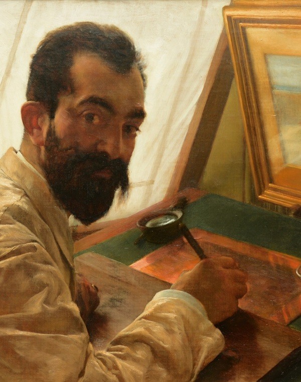 Sir Lawrence Alma-Tadema, Portret van Leopold Löwenstam, de etser, 1883, particuliere collectie, Engeland Sir Lawrence Alma-Tadema, Portret van Leopold Löwenstam, de etser, 1883, particuliere collectie, Engeland