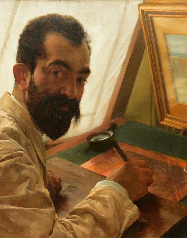 Sir Lawrence Alma-Tadema, Portret van Leopold Löwenstam, de etser, 1883, particuliere collectie, Engeland